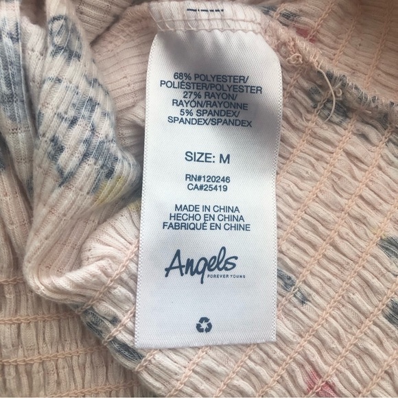 Angels Forever Young Women's Size M Floral Print Shirt Elastic Waist 3/4 Sleeve - Picture 9 of 10